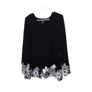 INC international Concepts Blouse 1X Floral Embroidered Business Casual Comfort